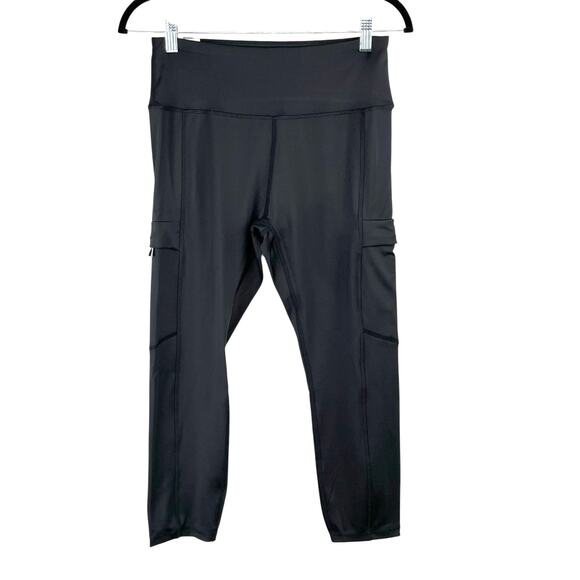 C&C California Solid Black High Waist Pocket Cropped Workout Leggings Medium NWT - Picture 1 of 13